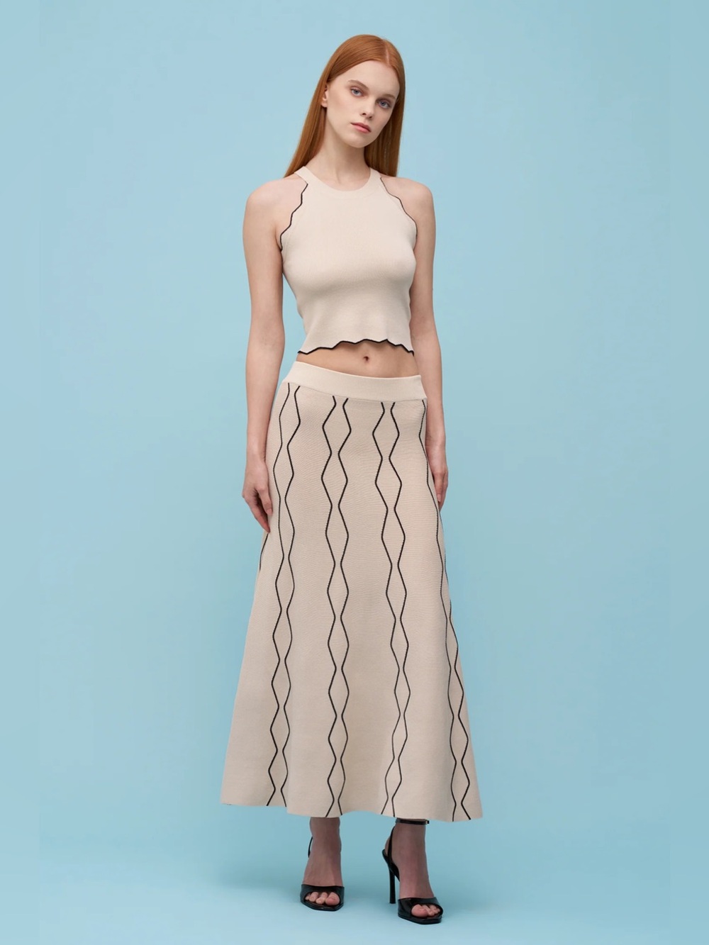 [NWT] $170 ASTRID Azzura Knit Maxi Skirt in Sand. Size Small